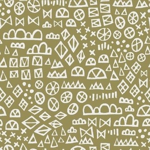 Block Prints Geometric Shapes in Gold Yellow and White