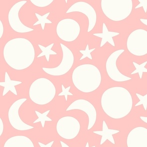 Stars and moon pastel pink (12X12 scale)