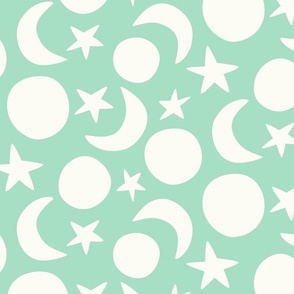 stars and moon mint green (12X12 scale)