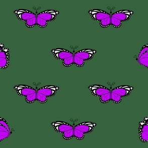 Monarch butterflies purple and green