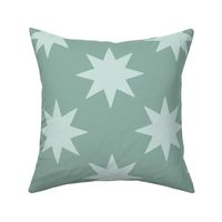 spring garden light blue petal sea glass on light teal suns eight-pointed stars