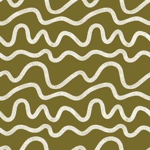 squiggles in olive and white