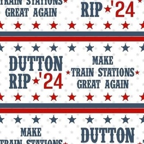 Medium Scale Dutton Rip 2024 Funny Yellowstone Election Spoof Navy Red White