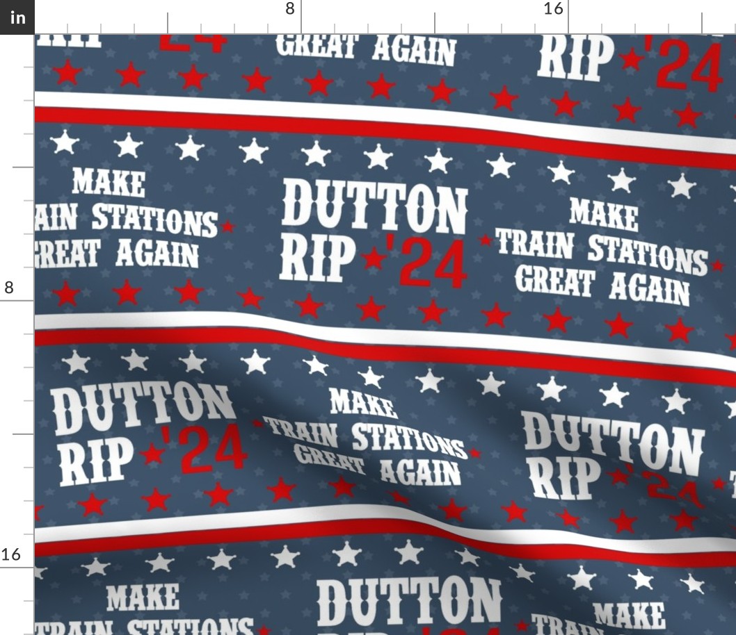 Large Scale Dutton Rip 2024 Funny Yellowstone Election Spoof Red White Navy