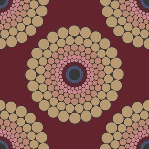 24” Radiant Royal Circle Polka Dot Mandala Pattern - Large