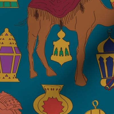 Camels + Lanterns in Teal