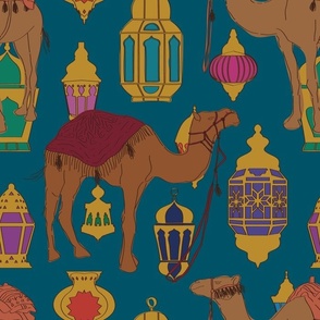 Camels + Lanterns in Teal