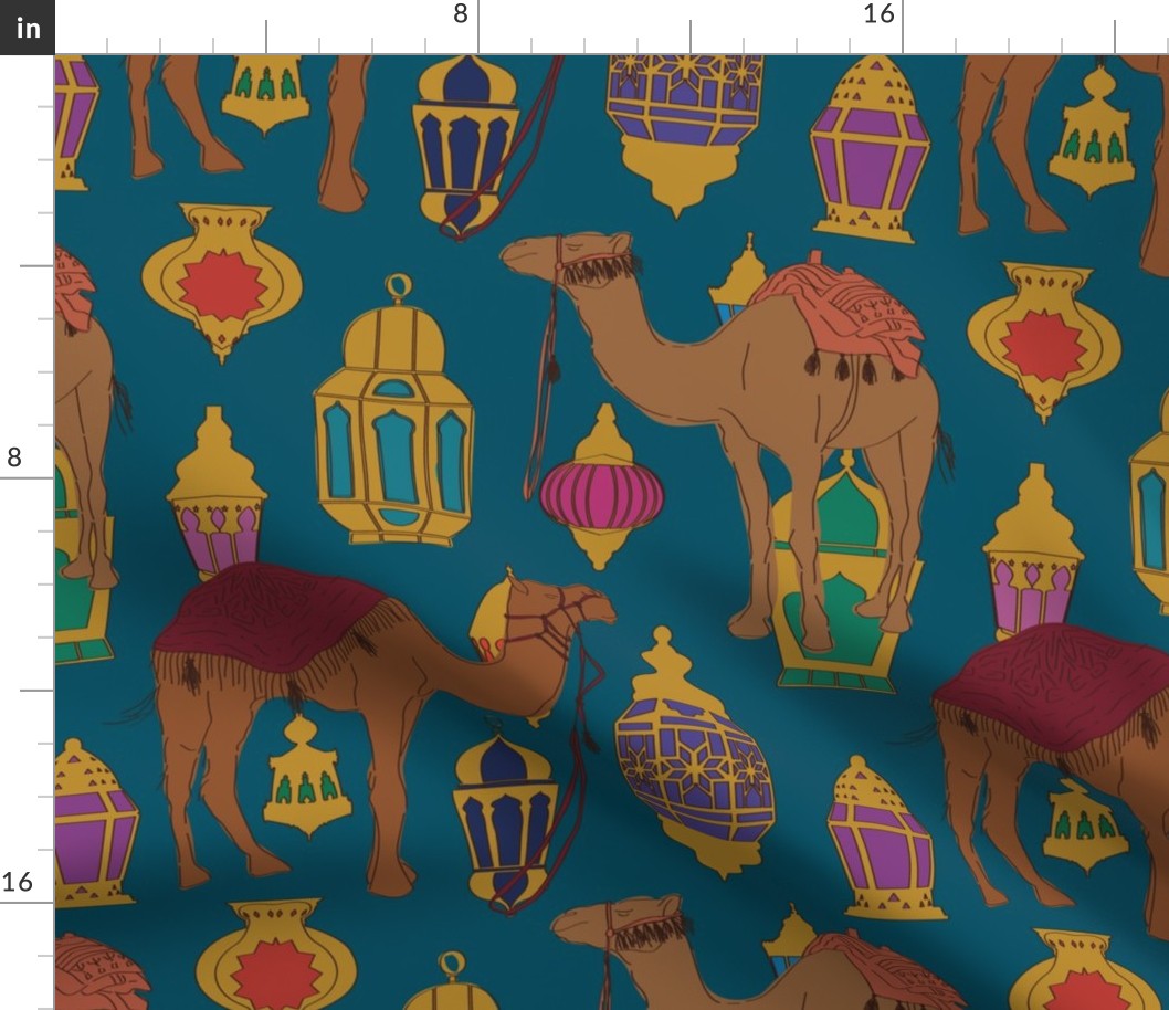 Camels + Lanterns in Teal