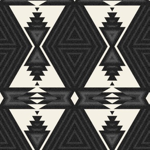 Native Inspired Textile Art Charcoal Black Off White Modern Design Heathered