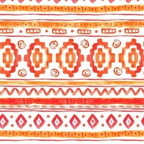 Red watercolor ethnic ornament on white