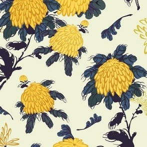 Yellow chrysanthemum blooming flowers