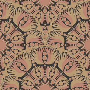 24” Mindful Lotus Royal Circle Dot Mandala Scallop Pattern - Large