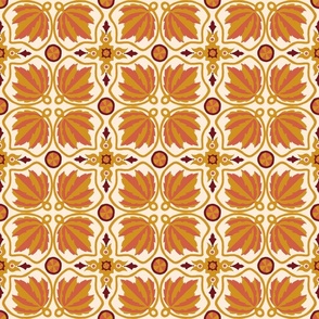 Golden Floral Tile Design / Tile Wallpaper Design / Floral Tile Design
