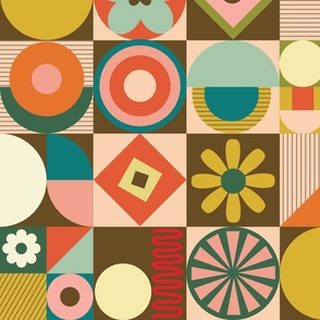  Playful Retro Geometric abstracts in  Mod style (Large scale)