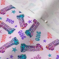 MINI 1 fabric, first birthday party fabric bright leopard foil balloon design