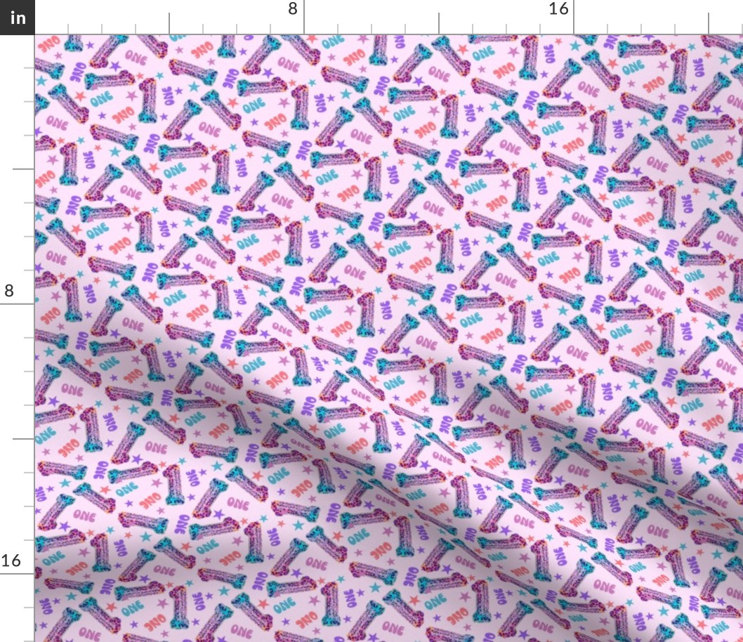 MINI 1 fabric, first birthday party fabric bright leopard foil balloon design