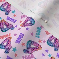 MINI 4 fabric, fourth birthday party fabric bright leopard foil balloon design