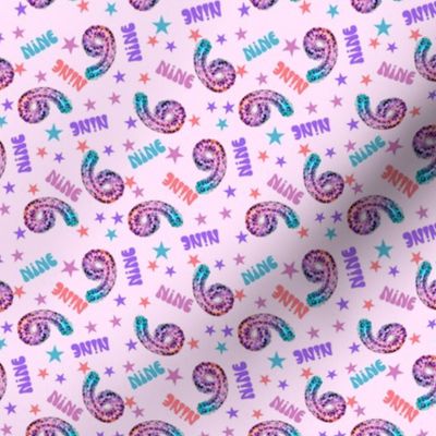 MINI 9 fabric, ninth birthday party fabric bright leopard foil balloon design