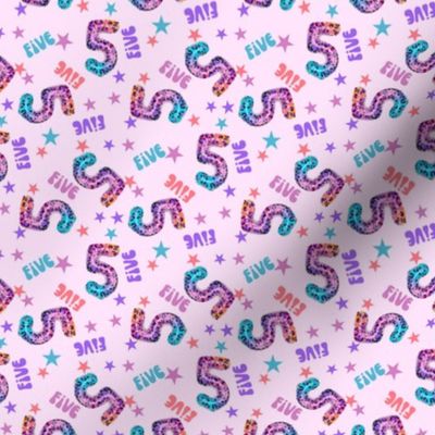 MINI 5 fabric, fifth birthday party fabric bright leopard foil balloon design
