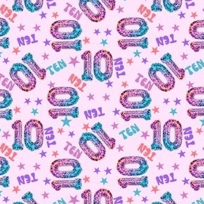 MINI 10 fabric, tenth birthday party fabric bright leopard foil balloon design