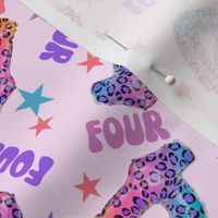 MEDIUM 4 fabric, fourth birthday party fabric bright leopard foil balloon design