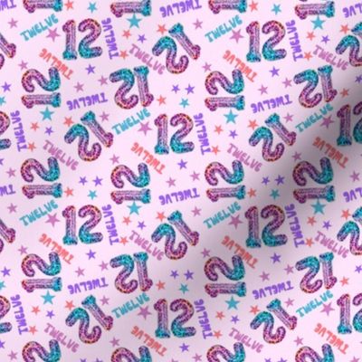 MINI 12 fabric, twelfth birthday party fabric bright leopard foil balloon design