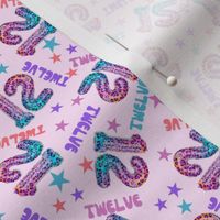 MINI 12 fabric, twelfth birthday party fabric bright leopard foil balloon design