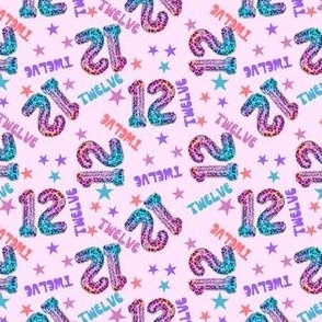 MINI 12 fabric, twelfth birthday party fabric bright leopard foil balloon design