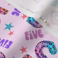 MEDIUM 5 fabric, fifth birthday party fabric bright leopard foil balloon design