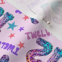 MEDIUM 12 fabric, twelfth birthday party fabric bright leopard foil balloon design