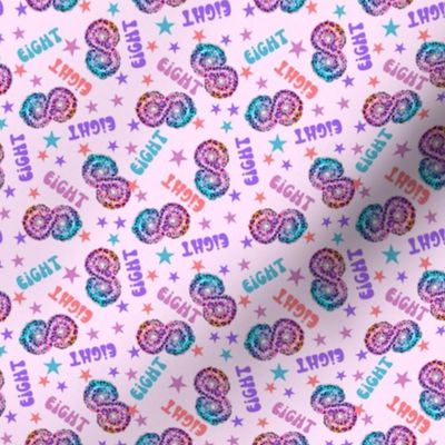 MINI 8 fabric, eight birthday party fabric bright leopard foil balloon design