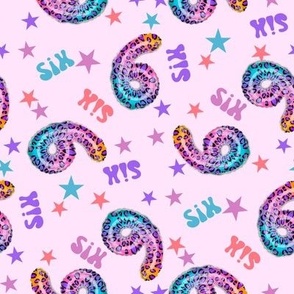 MEDIUM 6 fabric, sixth birthday party fabric bright leopard foil balloon design