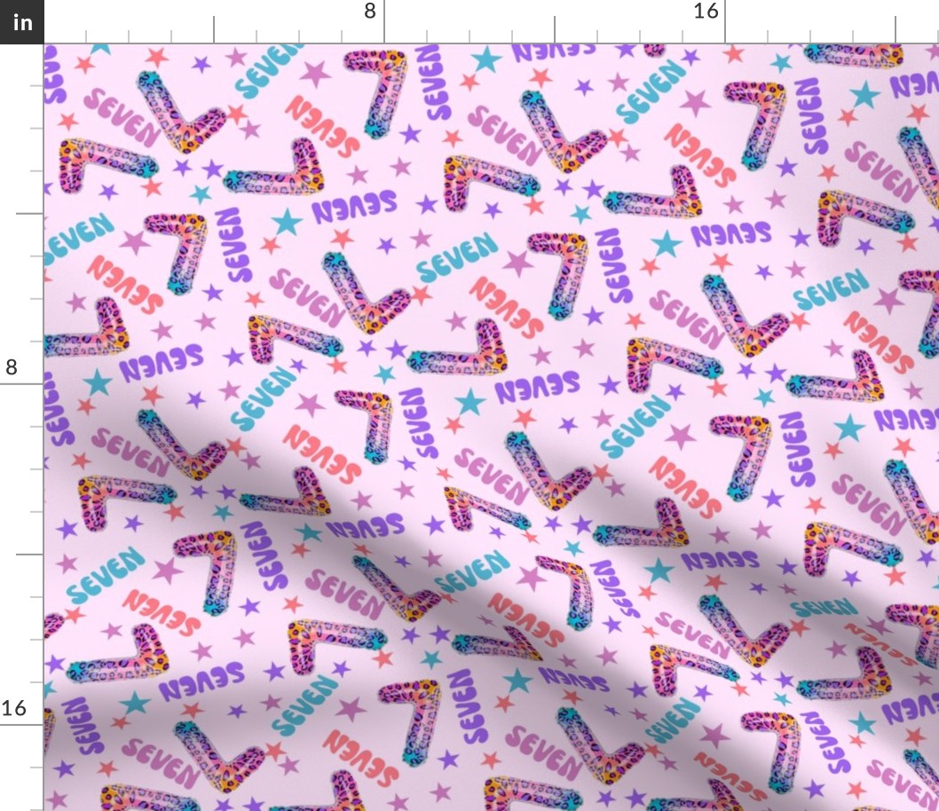 MEDIUM 7 fabric, seventh birthday party fabric bright leopard foil balloon design
