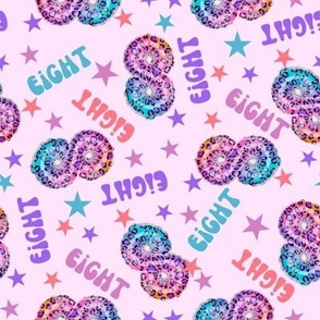 MEDIUM 8 fabric, eight birthday party fabric bright leopard foil balloon design