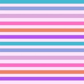 MINI birthday stripes fabric - pink, purple, turquoise, aqua, girls bright colorful stripe