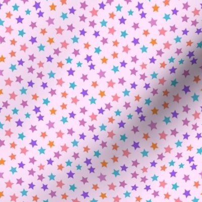TINY birthday stars fabric - bright colorful pink purple turquoise star fabric