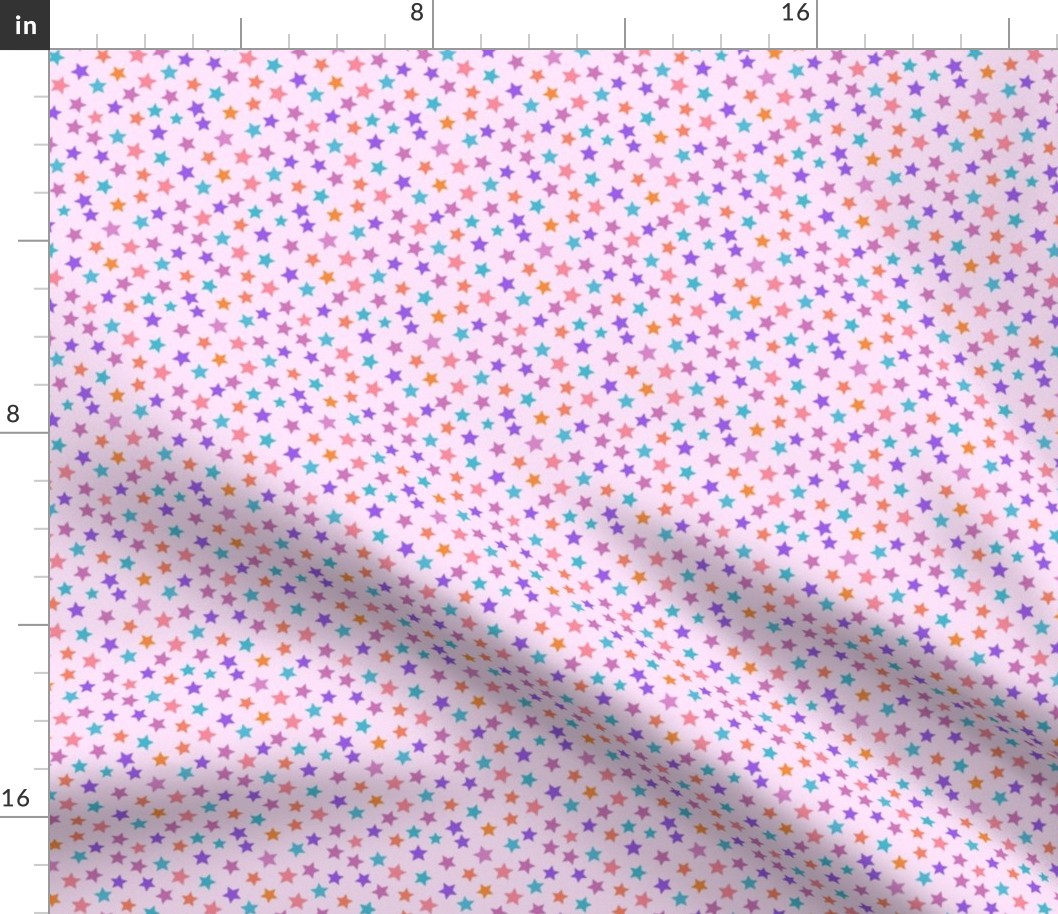 TINY birthday stars fabric - bright colorful pink purple turquoise star fabric