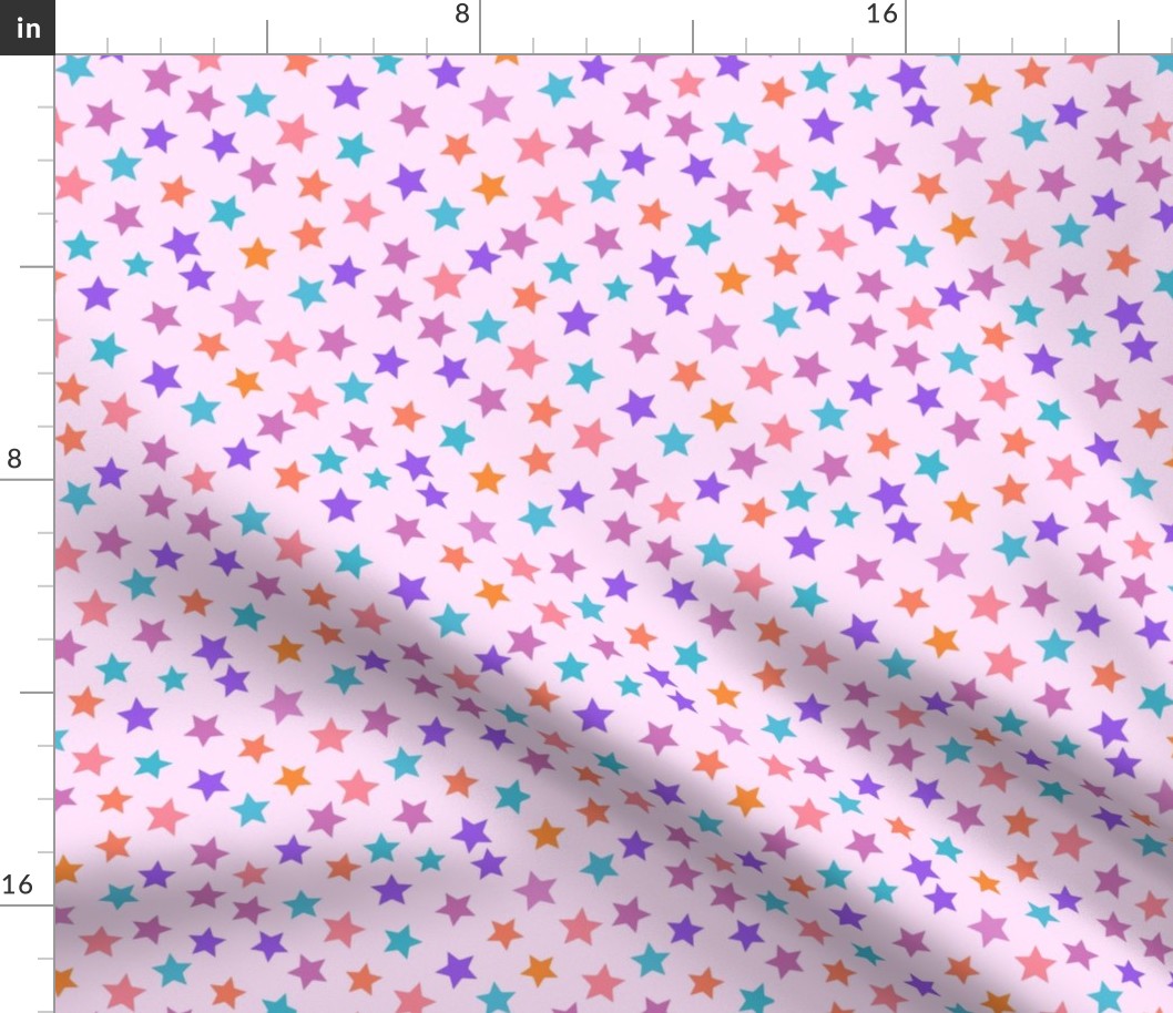 SMALL birthday stars fabric - bright colorful pink purple turquoise star fabric