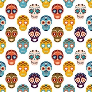 Colorful flower sugar skulls for Halloween designs