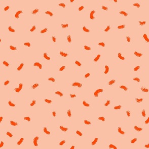 Soft Sprinkles in Red on Peach Pattern 