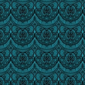Teal Lace Fabric, Wallpaper and Home Decor