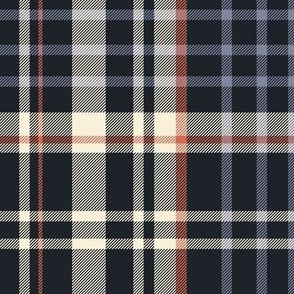 Modern Tartan Plaid Dark Charcoal and Red