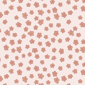 Tiny Coral and Peach Flowers on Light Blush