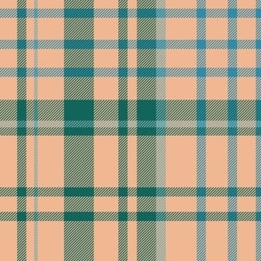 Green Tartan Plaid on Salmon Pink