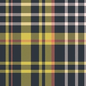 Modern Dark Blue and Yellow Tartan Plaid