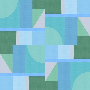 Modern Patchwork Blue and Green