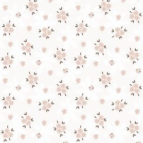 Micro Mini Scale // Blush Pink Daisy Ditsy Floral with Butterflies on White