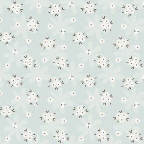 Micro Mini Scale // Daisy Ditsy Floral with Butterflies on Light Muted Aqua