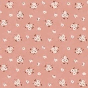 Micro Mini Scale // Daisy Ditsy Floral with Butterflies on Salmon Pink