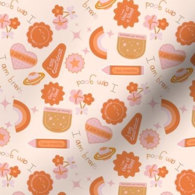 SMALL positivity fabric for kids - i am good, boho, sun, brave, confident, unique